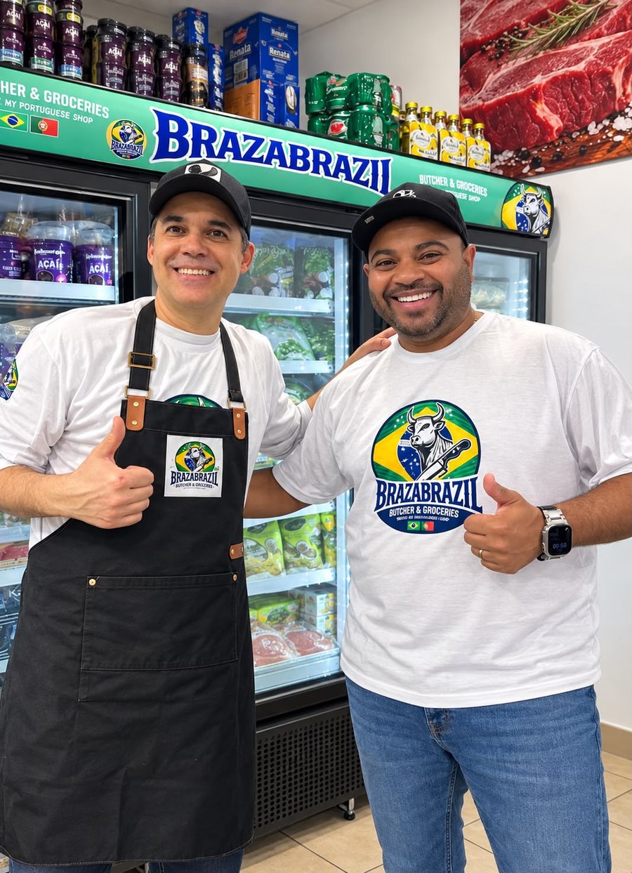 Leciovany and Elionardo, founders of BrazaBrazil, inside the shop in Epsom
